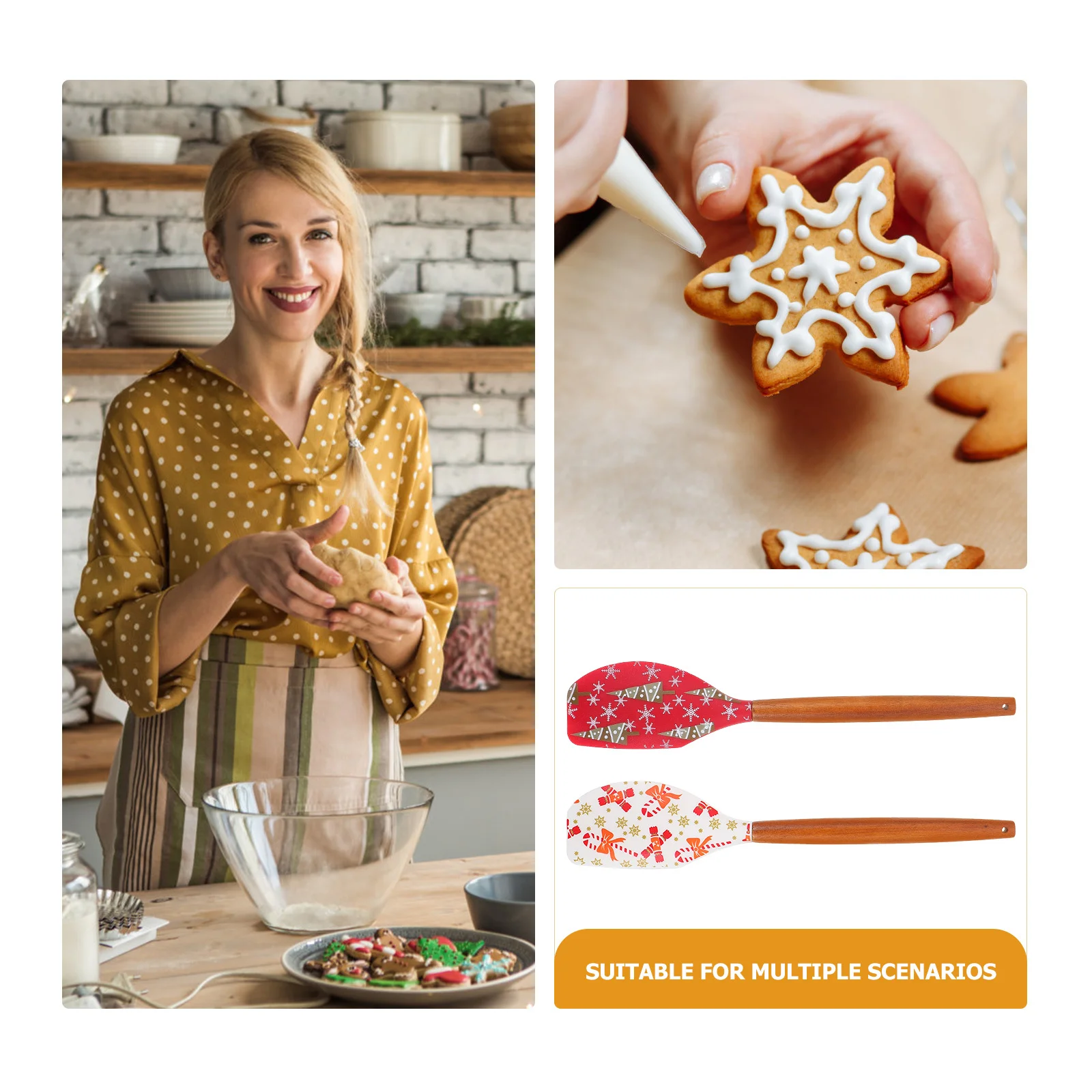 

2Pcs Professional Baking Spatulas Reusable Heat Resistant Silicone Utensils for Mixing Scraping Cakes Household Baking Supplies