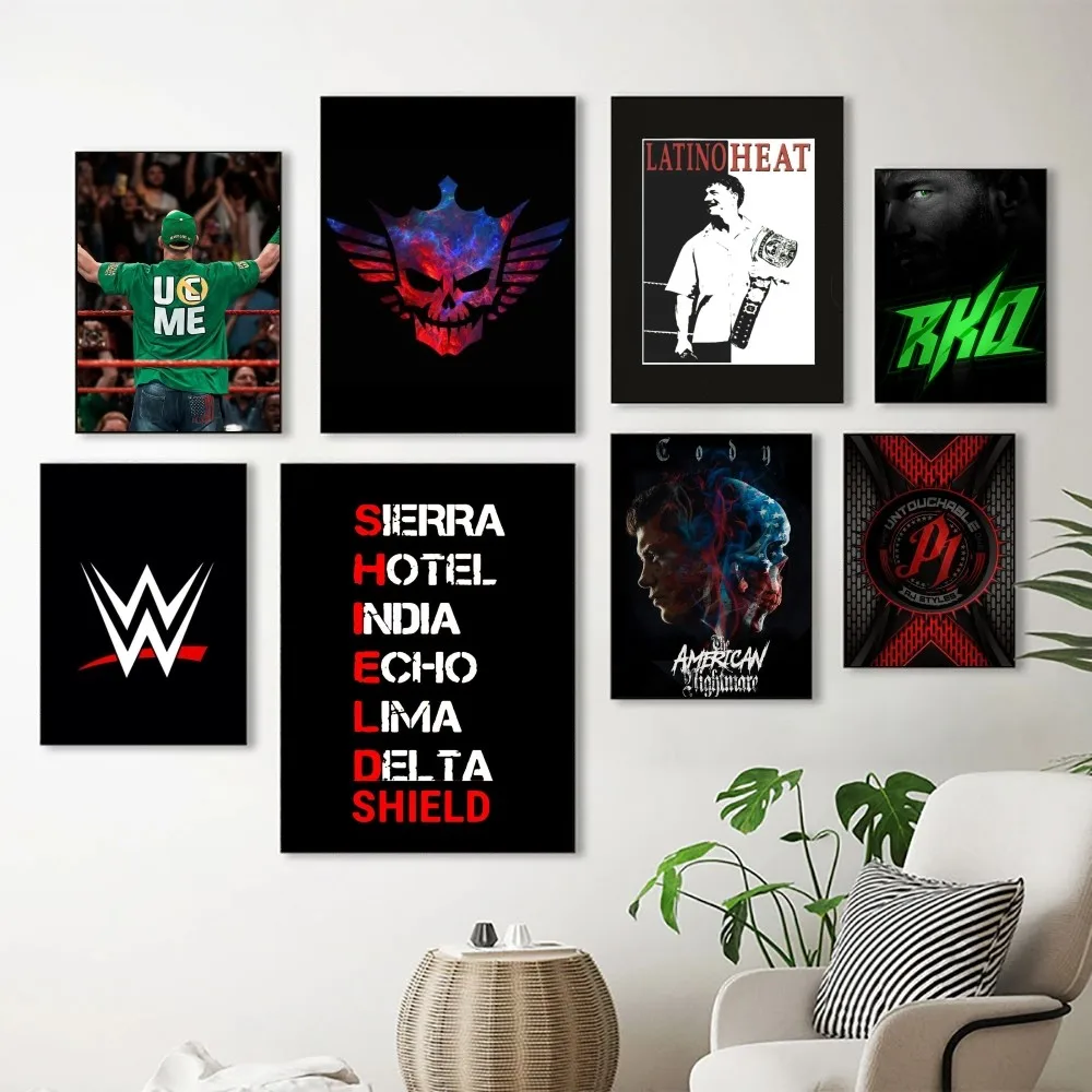 1PC Wrestling Match Wwe Poster Self-adhesive Art Waterproof Paper Sticker Coffee House Bar Room Wall Decor