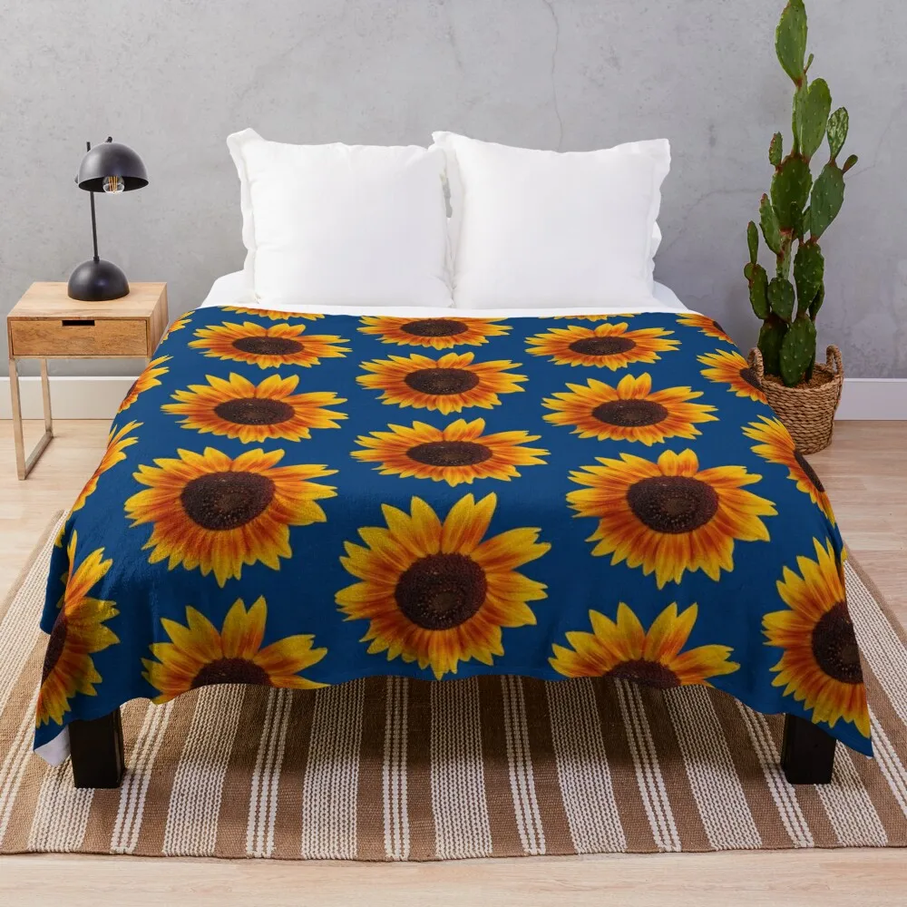 

Yellow Orange Sunflower Throw Blanket Large Sofa Blankets