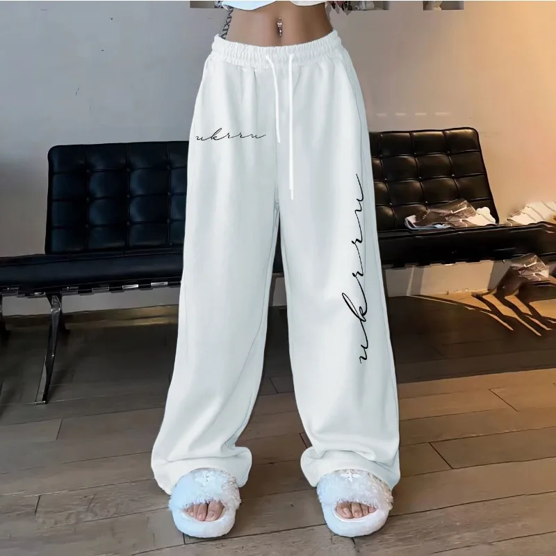 Hiphop Einfache bedruckte Hiphop Street Dance Hose mit hoher Taille für Damen Casual Jazz Loose Kordelzughose