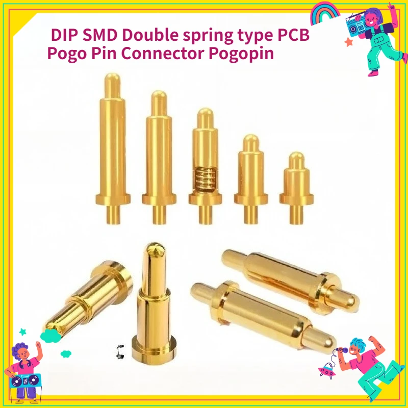 20/50/100PCS DIP SMD Double Spring PCB Pogo Pin Connector Battery Spring Loaded Contact Needle H 2-12mm Test Probe for Electroni