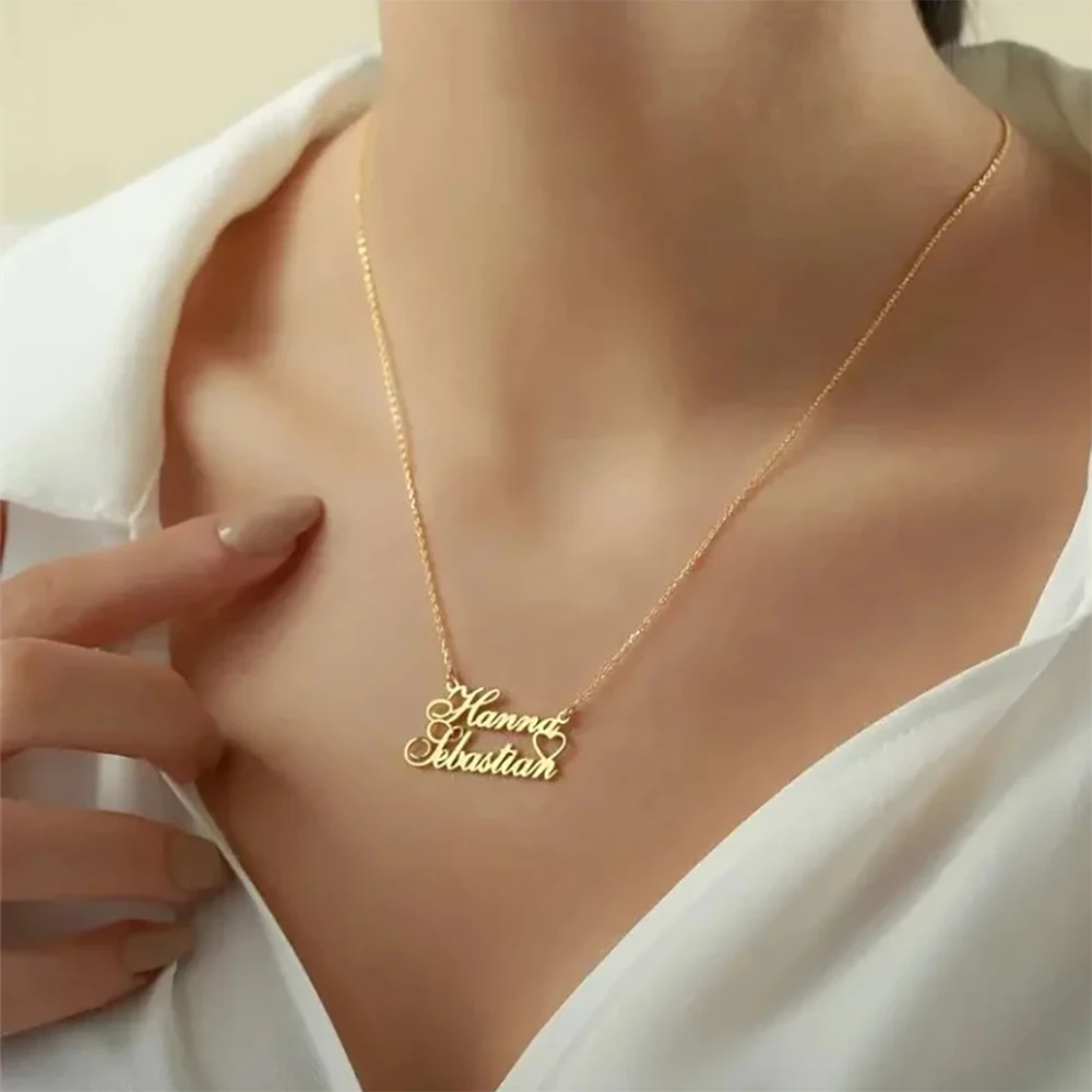 Customized Personalized Stainless Steel Popular Double-Layer Name Pendant Collarbone Necklace, Preferred Gift For High-End Women