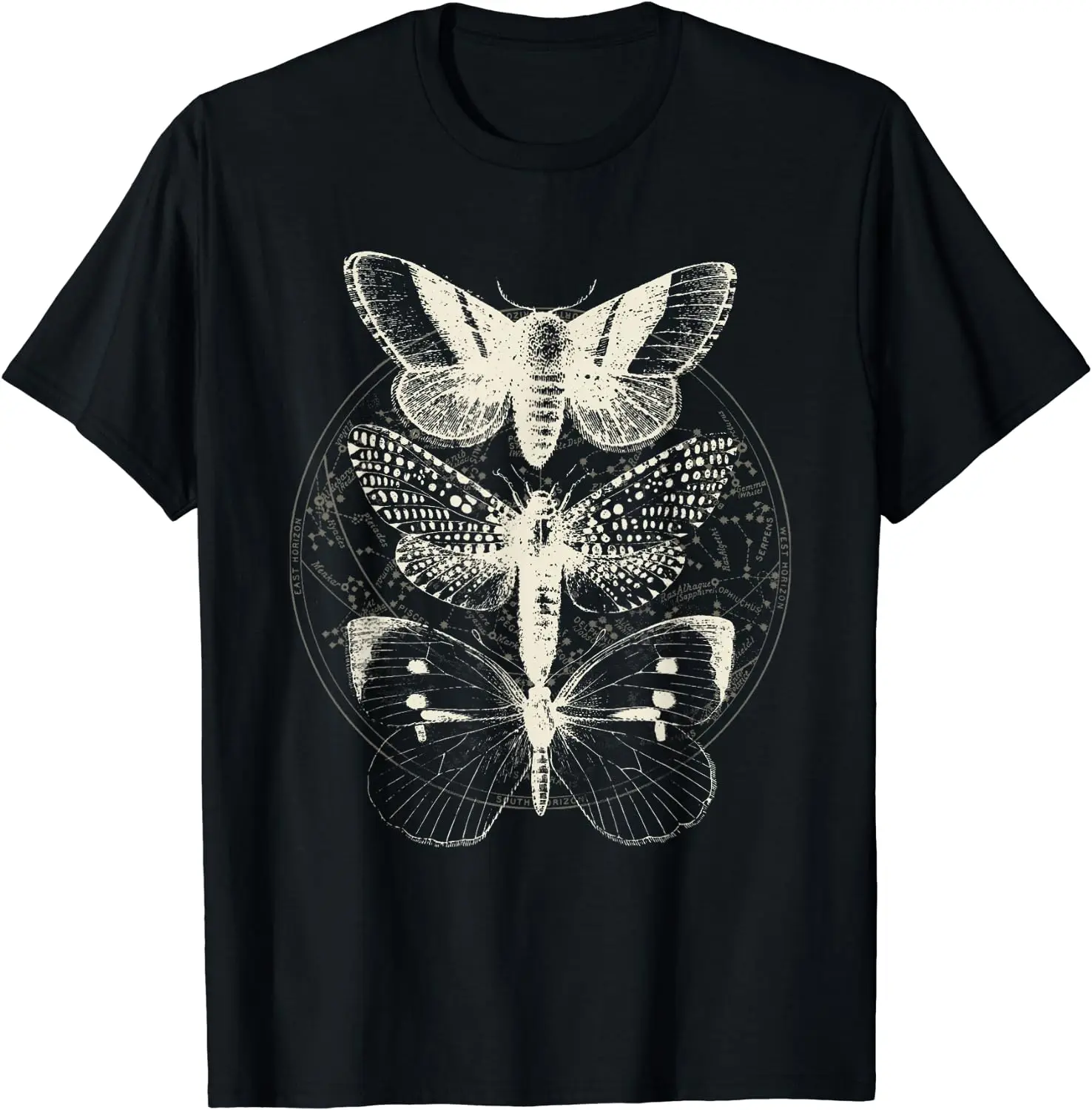 Witchcore Lepidoptera Butterfly Moth Insect Astronomy Lover T-Shirt Halloween Vintage T Shirt for Men Women Daily Four Seasons