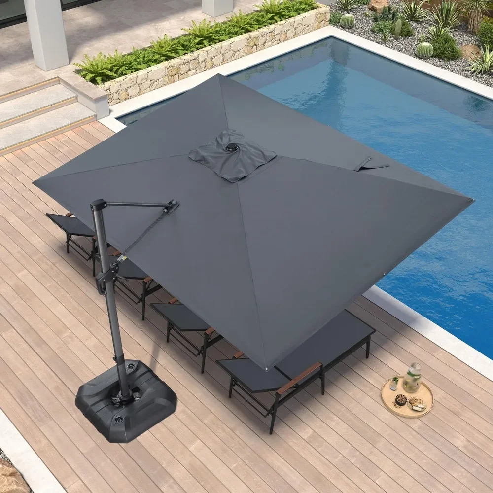 

9' X 11.5' Patio Umbrella, Outdoor Cantilever Rectangle Umbrella, Aluminum Offset Umbrella with 360-degree Rotation