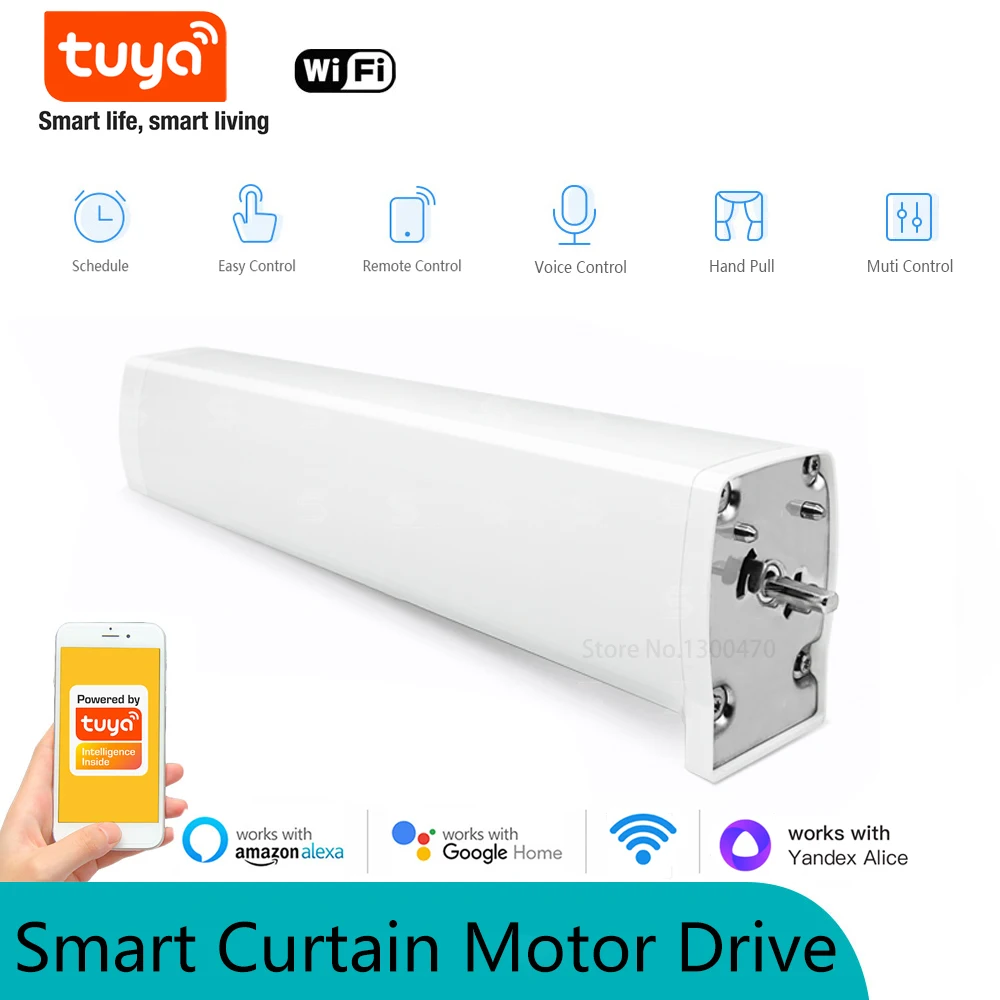 

Tuya 3 Generation Shorter Electric Wifi Curtain Motor Engine Drive Alexa Google Assistant Alice Voice Control For Smart Home