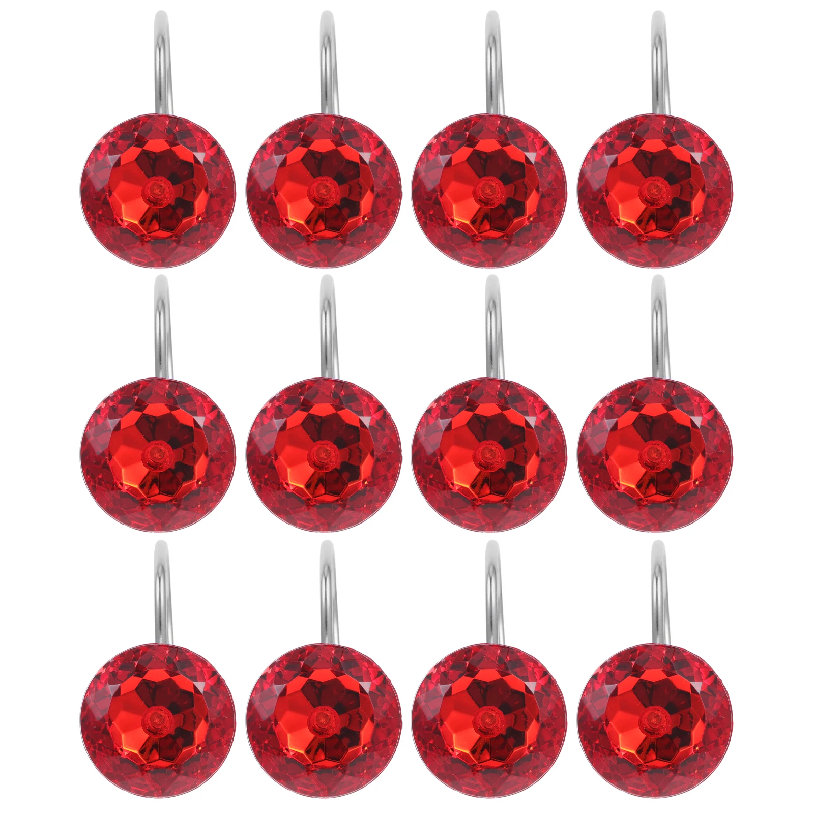 

12 Pcs Crystal Shower Curtain Hooks Decorative Bathroom Hangers Safe Flexible Christmas Drapes Rod Accessories