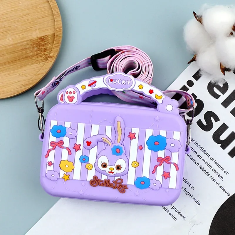 New Disney Stitch Shoulder Bags for Children Cartoon Mickey Mouse StellaLou Silica Gel Crossbody Bags Girls Women Mini Bag