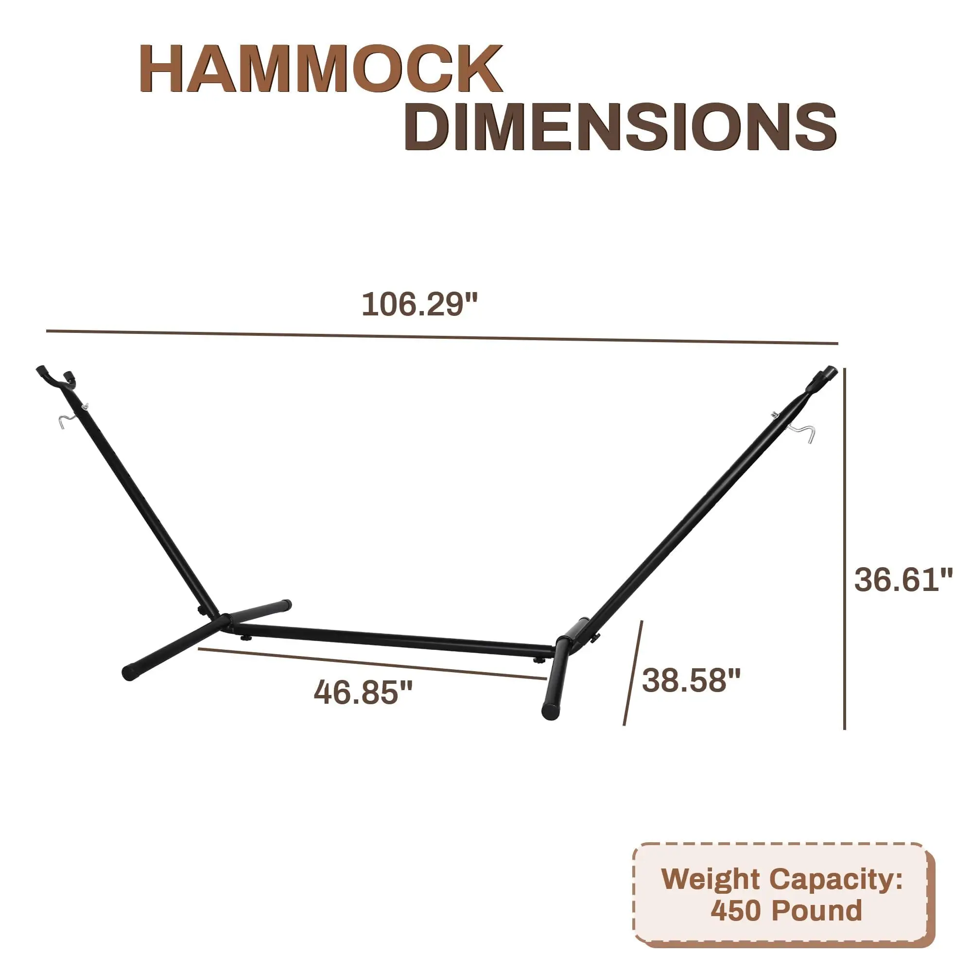 Hammock Stand, Heavy Duty Adjustable Steel Hammock, 9-Foot, 450-Pound Capacity, Weather Resistant and Easy to Assemble