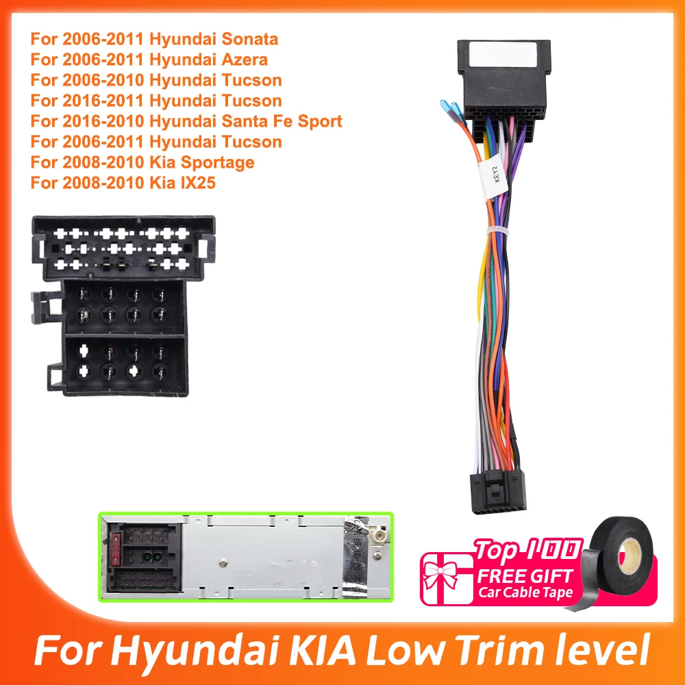 Cable de alimentación para radio de coche, conector de cableado para Hyundai ix55 Elantra Accent Azera i10 i20 i30 Tucson KIA Carens Picanto