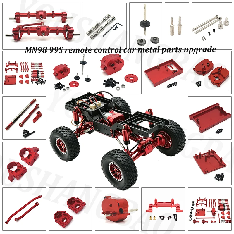 New MN98 99S Off-road Vehicle Metal Upgrade Accessories: Front and Rear Compartments, Shock Absorbers, and Wear-resistant Kits