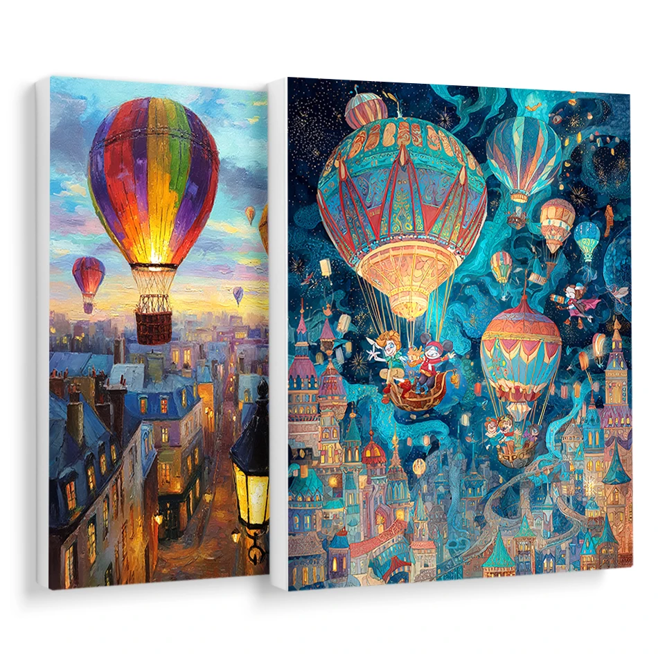 

RUOPOTY Painting By Numbers Hot air balloon scenery Markers By Numbers Drawing On Canvas Watercolor Picture Paint Kit Wall Art