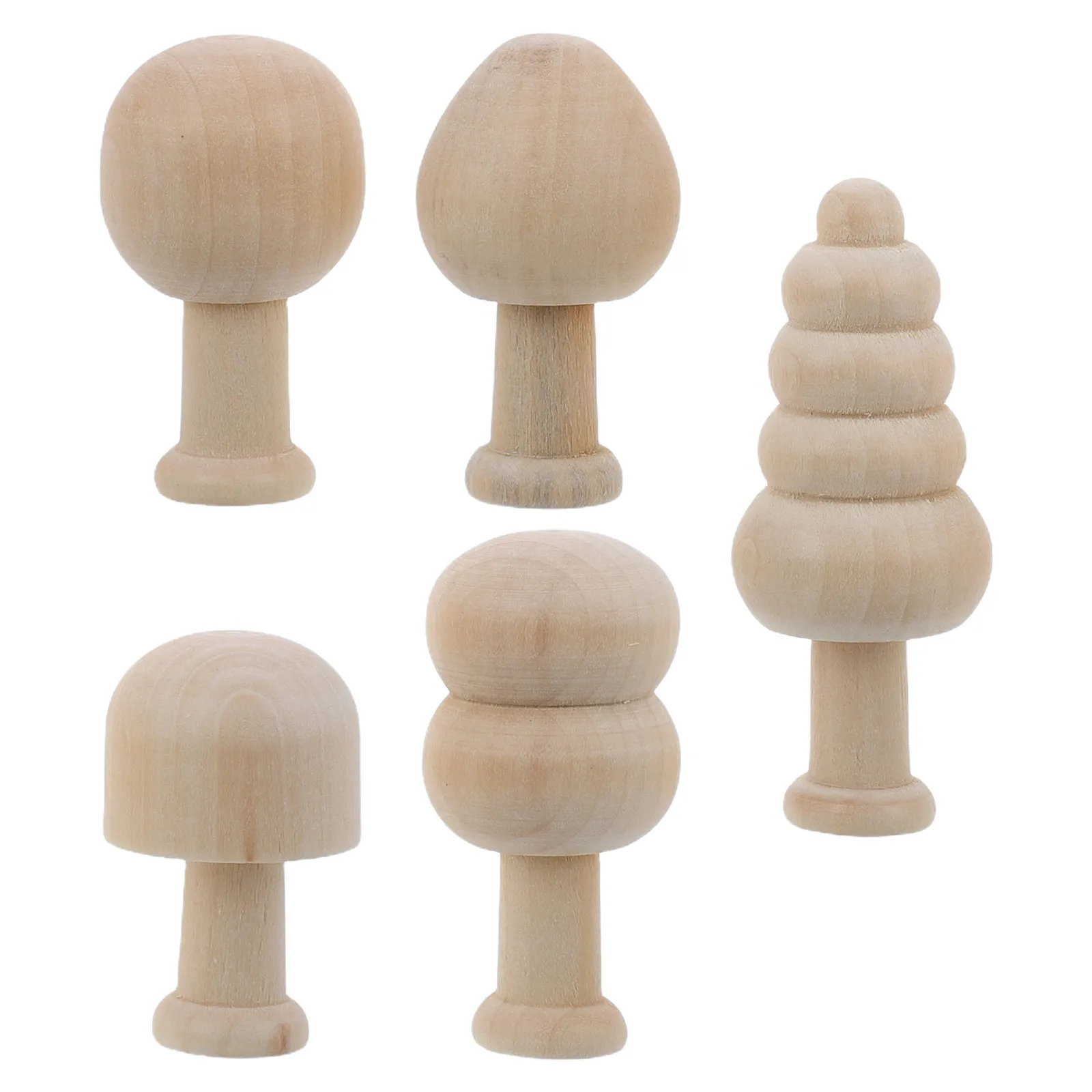 Wooden Mushroom and Tree Painting Craft Set Unpainted DIY Art Ornaments for Home Garden Decor