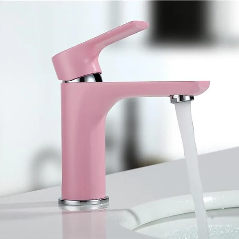 Vidric Pink Love Color Bathroom Sink Faucet hot and cold Crane Brass Basin Faucet White or black Sink Faucet Single Handle water