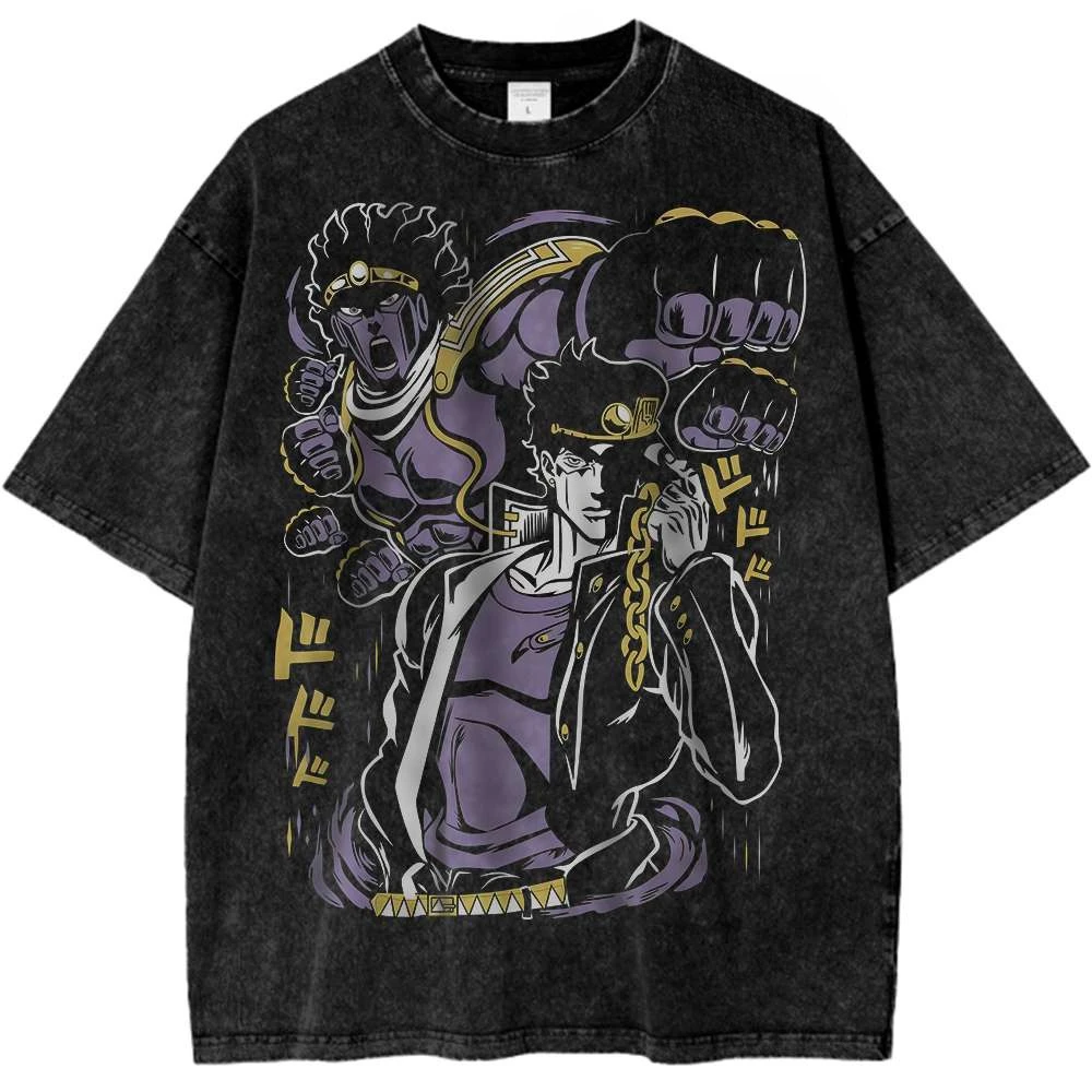 

Kujo Shirt Jojos Bizarre Adventure Anime Shirt Vintage Men's T-shirt Pure Cotton High-quality Leisure Sports Harajuku Summer