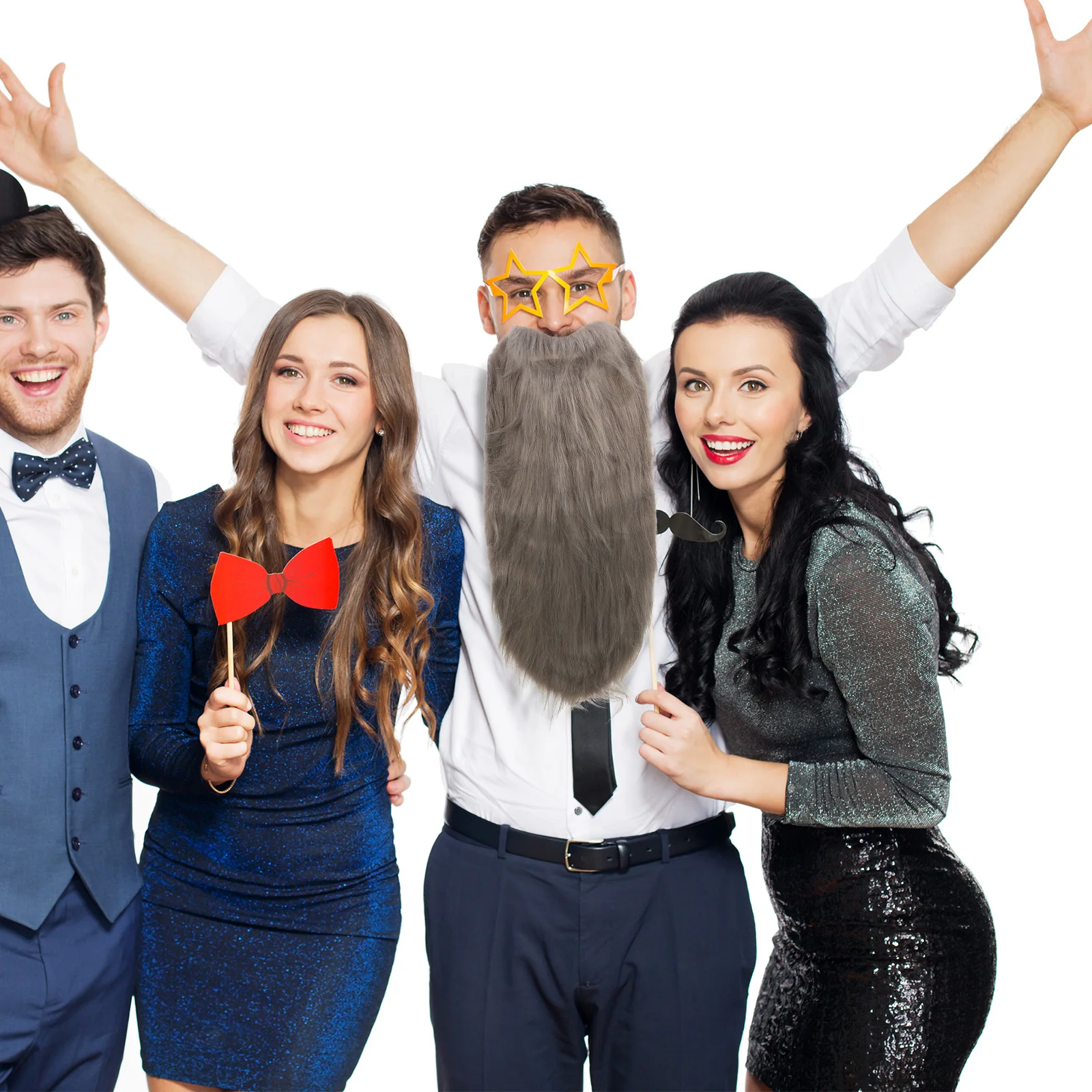 

1pc Long Fake Beard Costume for Men Kids Party Halloween Masquerade Festival Cosplay Decoration Dress Up Ornament Mustache Fake