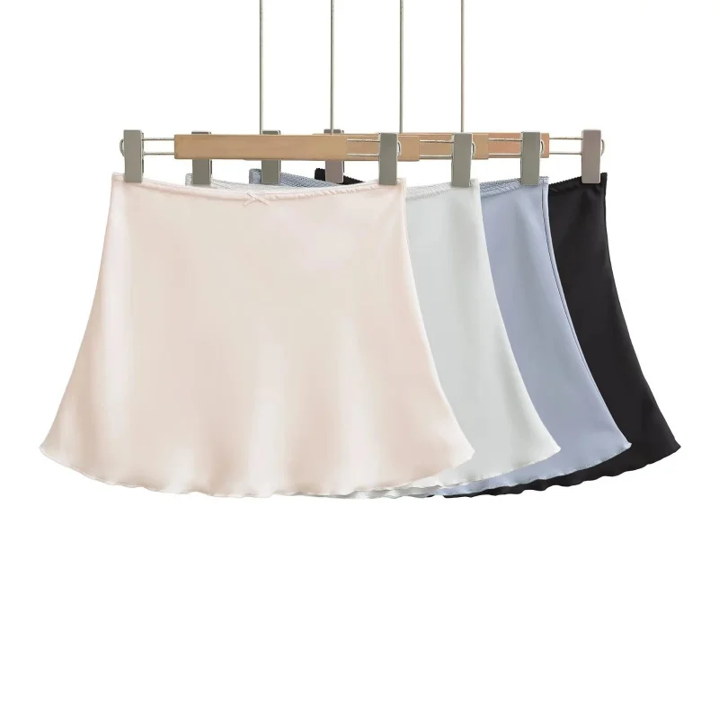Women's BM Style Bodycon Skirt High Waist A Line Wrap Skirt Satin Bowknot Skirt Desire New Arrival
