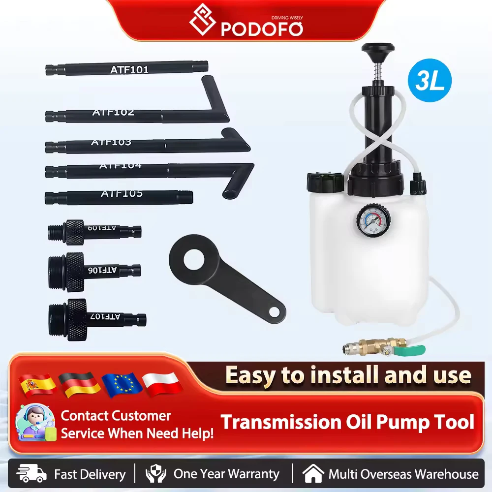 Podofo 3L Transmissie Olie Vullen Handmatige Remontluchter Kit Pneumatische Automatische Versnellingsbak Olie Vloeistof Pomp Tool met Adapters