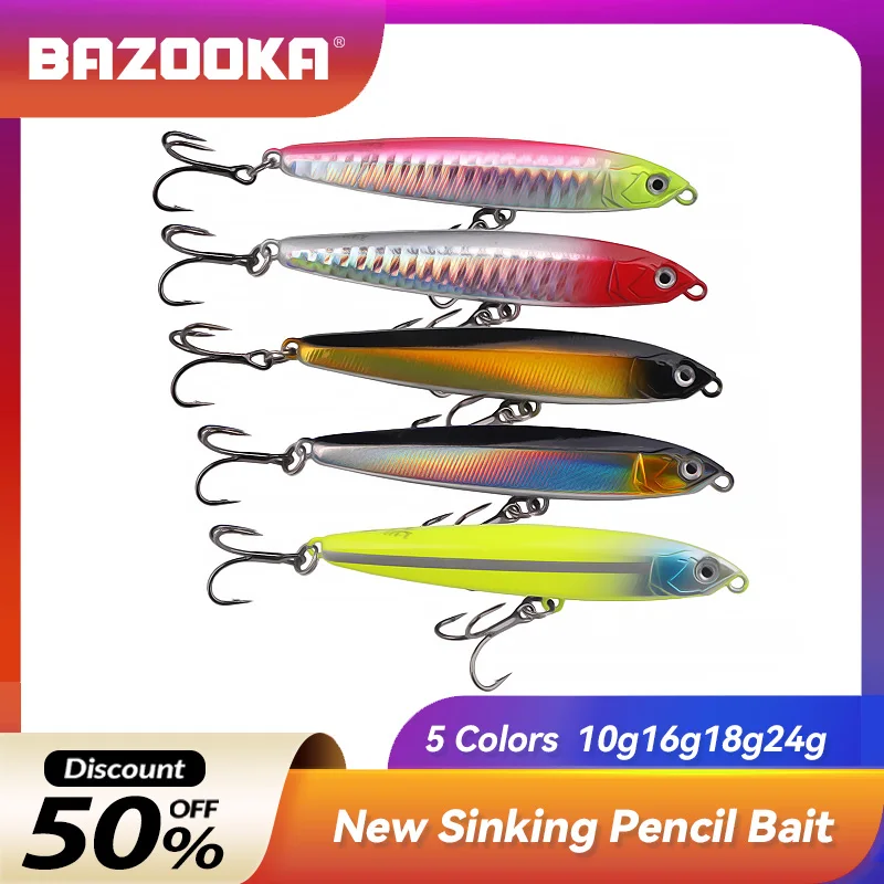 

Bazooka 10g14g16g18g24g Fishing Lure Submerged pencil long throw bobbing light seawater sinking Hard Bait Elopichthys Perch