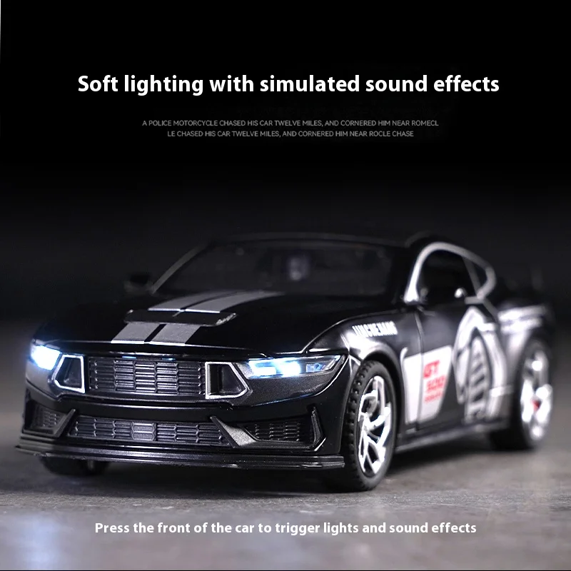 1:32 Mustang GT500 alloy model, cool sound and light, exquisite desktop ornaments, the best collection for car model enthusiasts