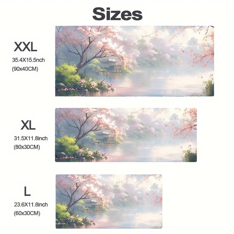 Tappetino per mouse oversize con paesaggi sul lato del lago in stile giapponese, tappetino per tastiera per computer XXL, tappetino da scrivania in gomma antiscivolo, adatto per l'uso in ufficio