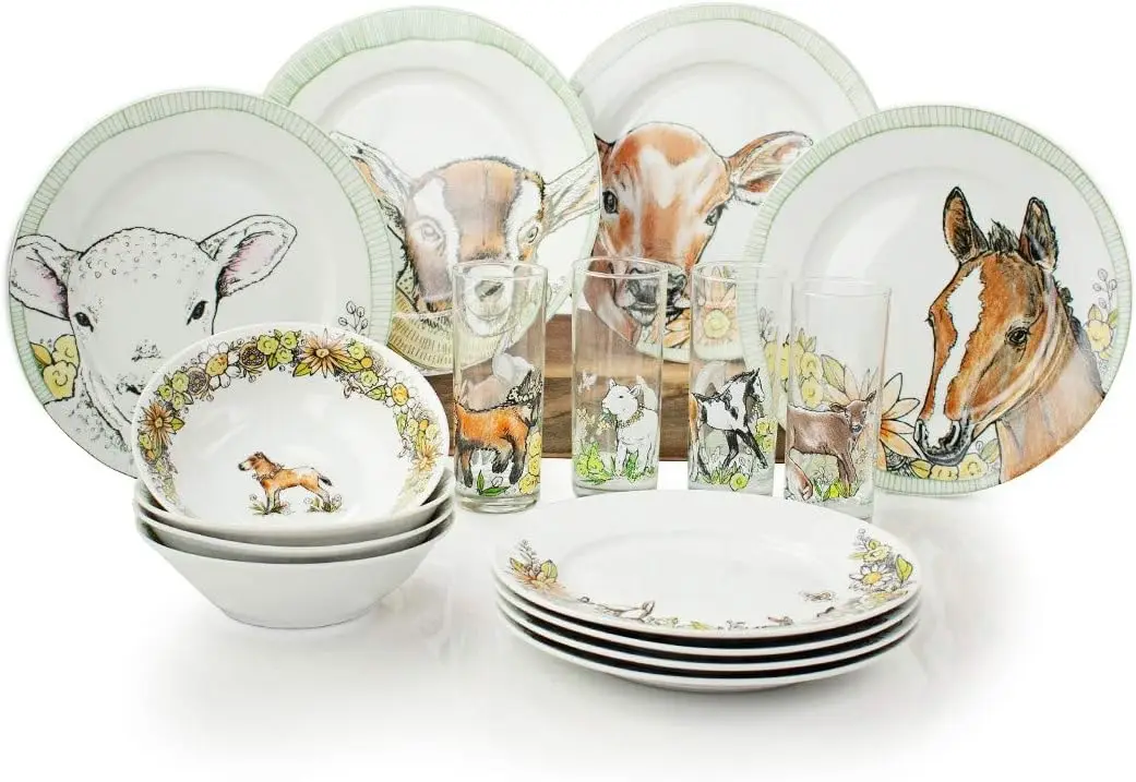 

16-Piece Dinnerware-Set with Drinking Glasses