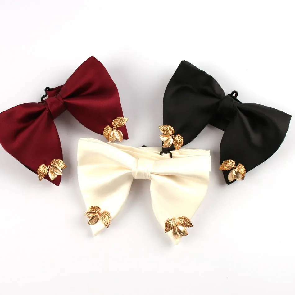 New red men\'s solid color big bow tie tuxedo Korean version casual horn groom suit bow