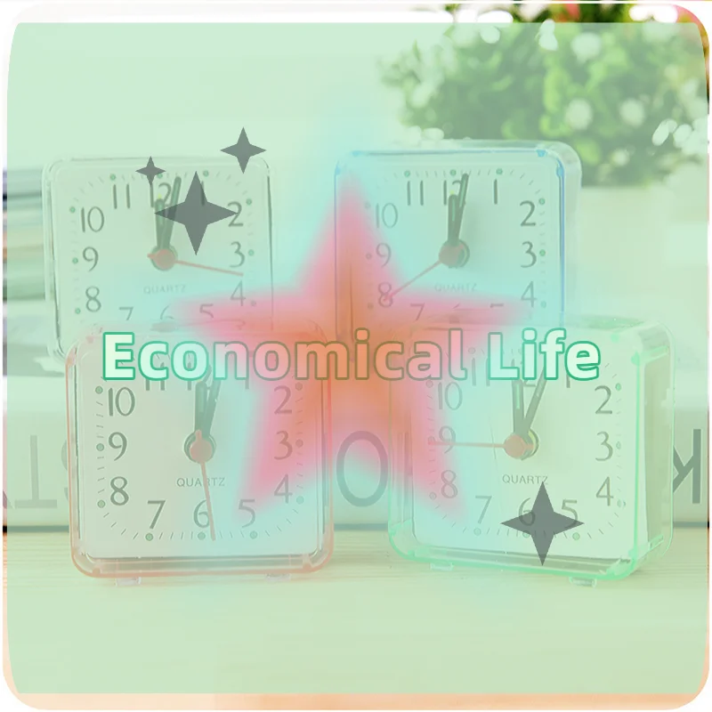[MOA]Bedside Student Alarm Clock Analog Alarm Square Crystal  Candy Color Desktop Decor Clock Bedroom Electronic Alarm Clock