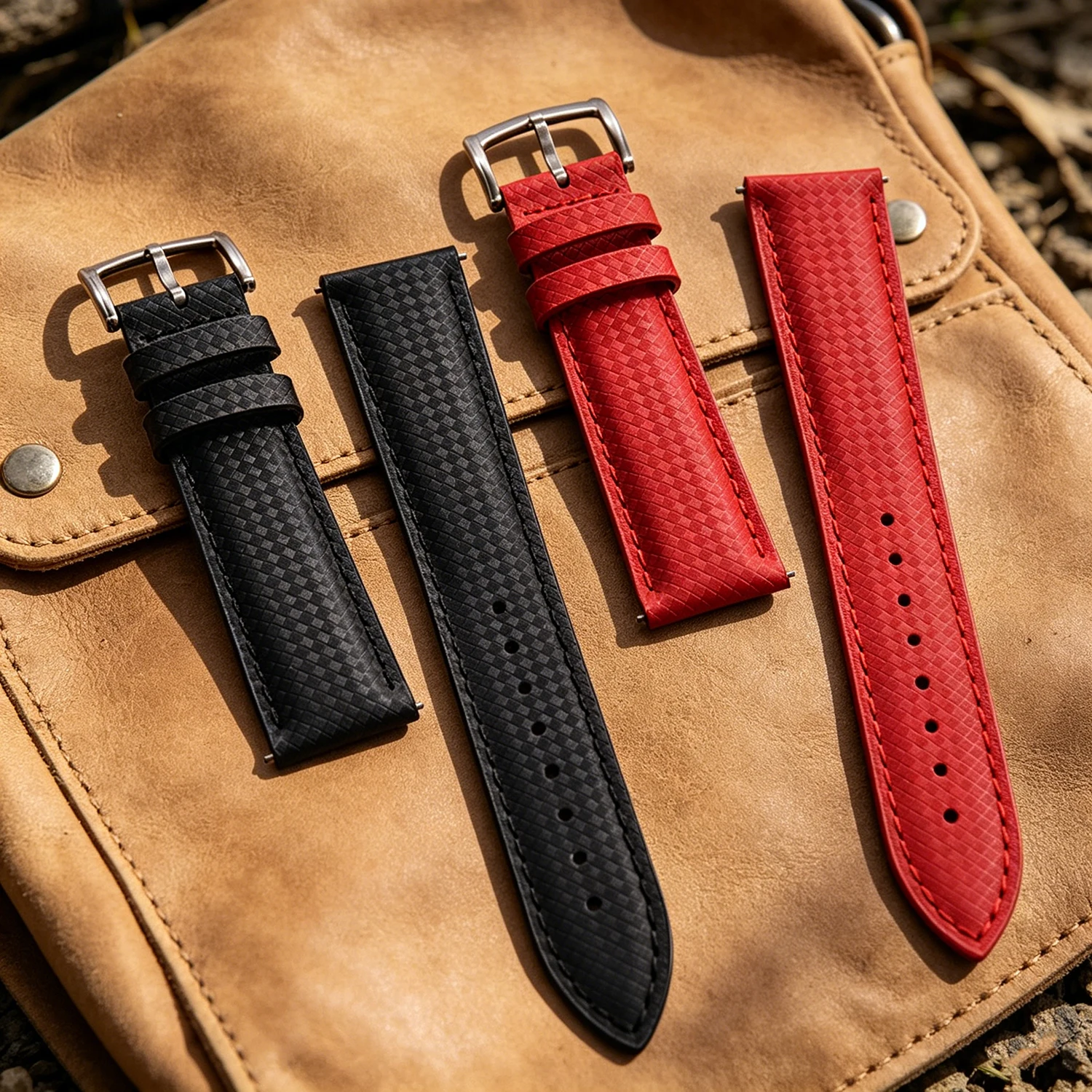 FKM Rubber Band 18 19 20 22mm Sailcloth Deployant Watch Strap Quick release Leather Butterfly Strap For Omega Moonswatch IWC Men