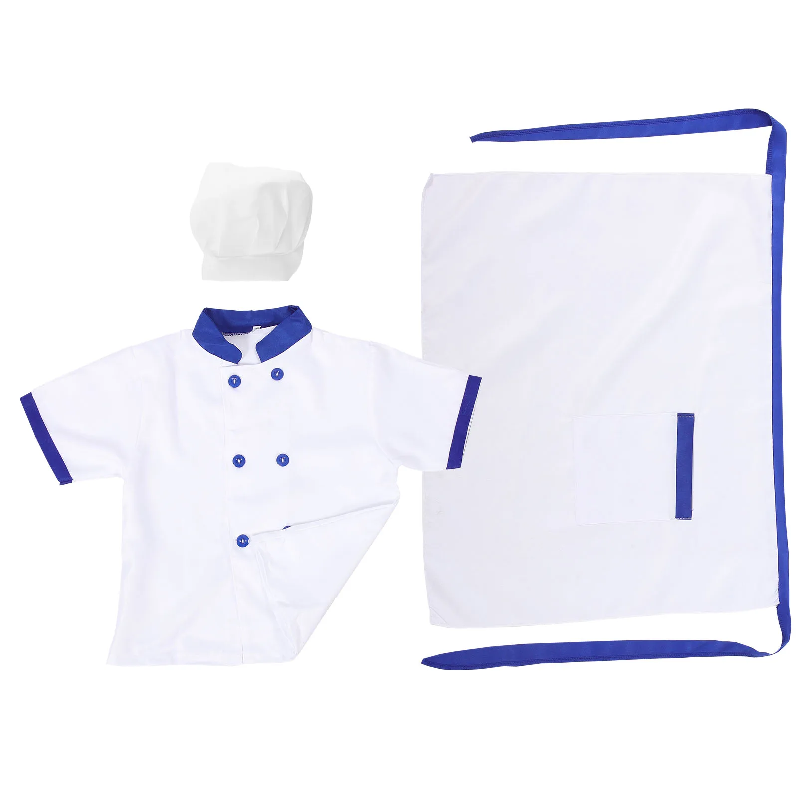

1 Toddler Chef Costume Set Kids Apron Chef Hat Short Sleeve Jacket Cosplay Outfit For Children Toddler Boy Girl Cooking Play