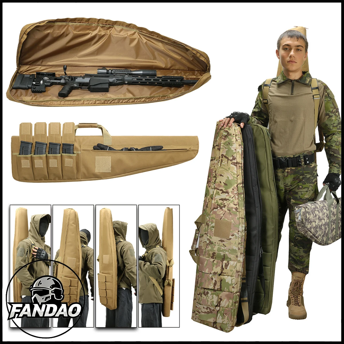 

46'' Tactical Soft Gun Case, Rifle Carrying Range Bag with 4 Pouches Adjustable Shoulder Sling Hunting Shooting Gear Storage Bag