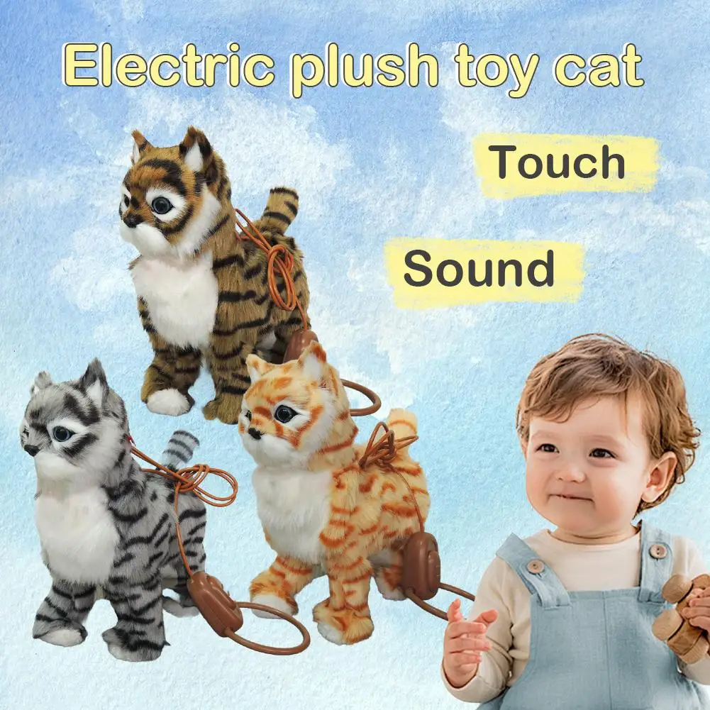 Robot chat électronique en peluche chat chantant chansons chien marche chaton enfants jouet contrôle Animal enfants chat laisse musique électrique W8A5