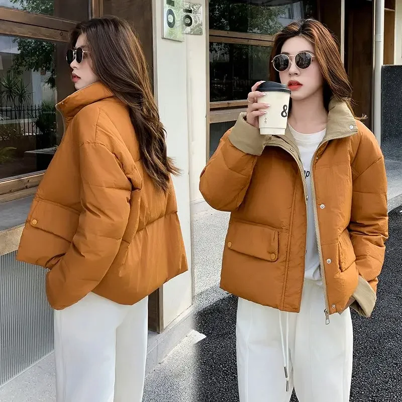 Ladies Fashion Winter Coats Girls Puffer Jacket Woman Casual Warm Outerwear Jackets Female Contrasting Colors Clothes BVA1309