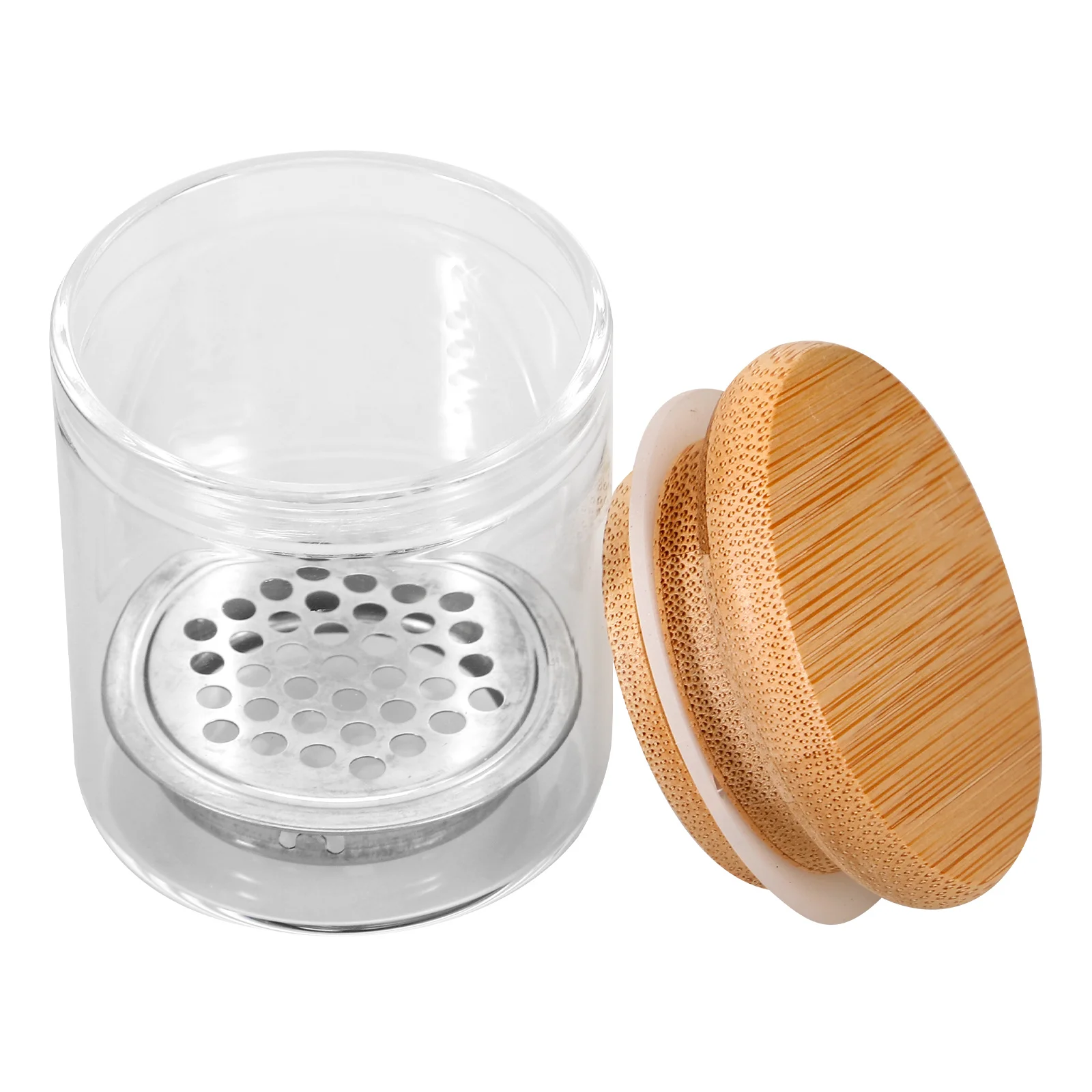 

Glass Nail Art Dish Cup Wash Dish For Acrylic Nails Manicure Brush Holder Large Capacity Glitter Decor Wood Base Stable