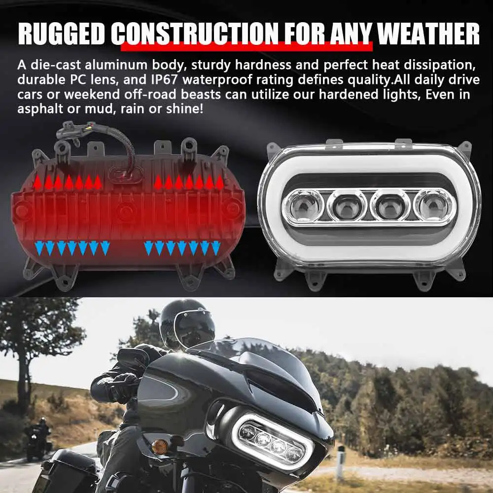 

Motorcycle Part LED Headlight For Road Glide Front Lamp Hi/Lo Beam Daytime Running Light For Harley Touring Road Glide 2015-2024