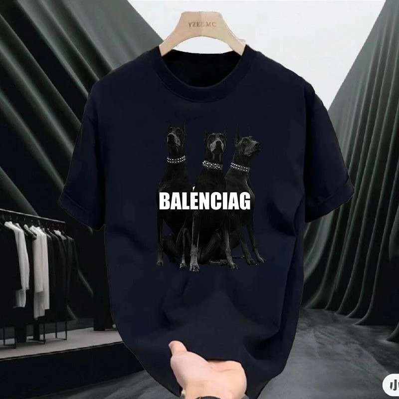 

Cotton SpringSummer Light Luxury Bear Printed Short Sleeve Large T-shirt Half Sleeve Trendy Casual Versatile Trendy T-shirt