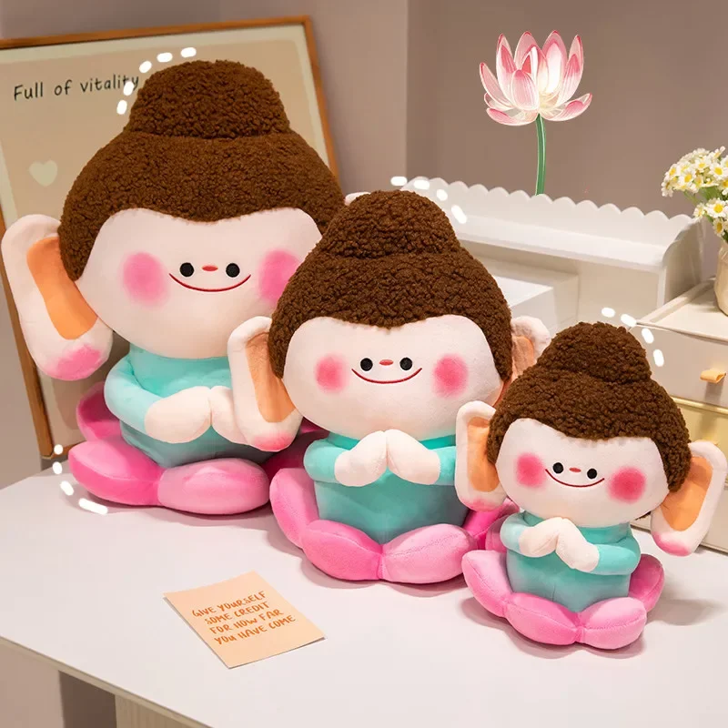 30CM Adorable Cartoon Smile Baby Buddha Sitting on Lotus Plush Toys Soft Comfy Doll Creative Gift Happy Birthday Party Decor Kid