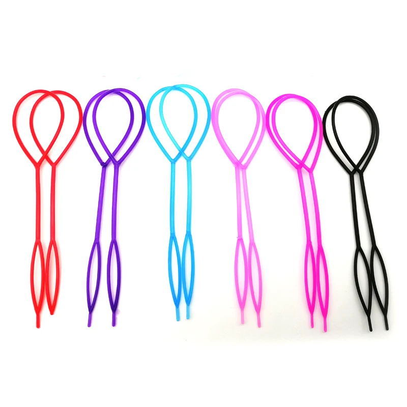 

Kids Small 2Pcs/Set Ponytail Creator Plastic Loop Styling Tools Black Pony Topsy Tail Clip Hair Braid Maker Styling Tool