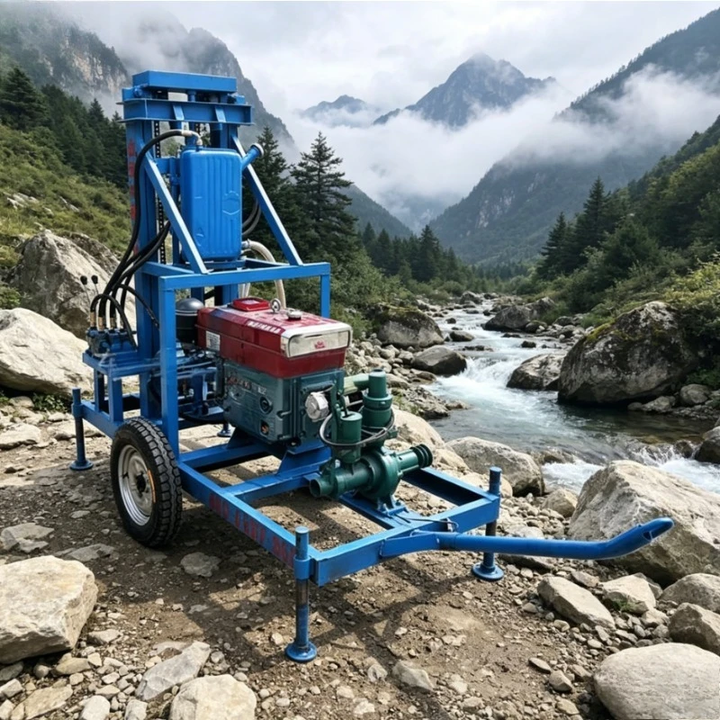 Customized New Portable Water Well Drilling Rig Small Mini Drilling Machine Compact Borehole Rig for Outdoor Well Construction