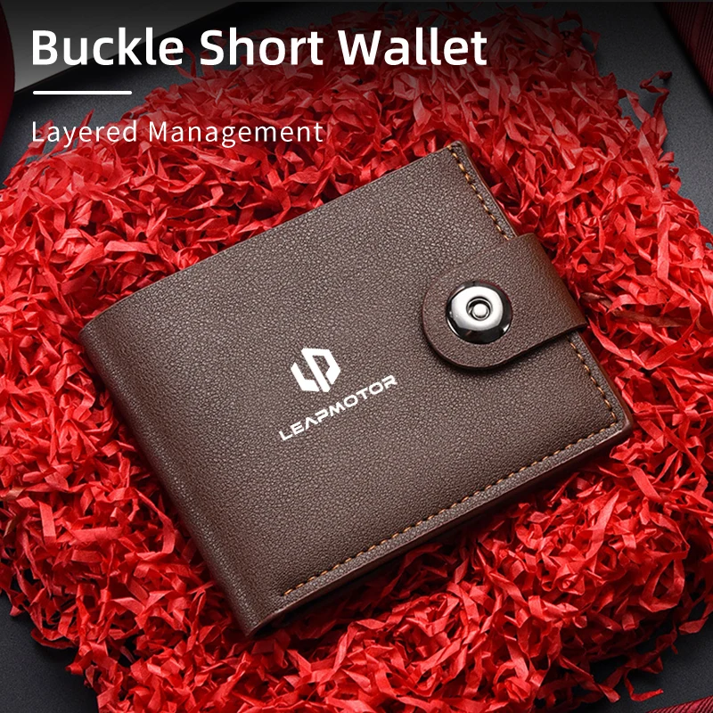 Men Wallet Leather Short Clip Card Coin Storage Purses Women Male Gift Accessories For Leapmotor T03 S01 C11 C01 C10 Leap Motor