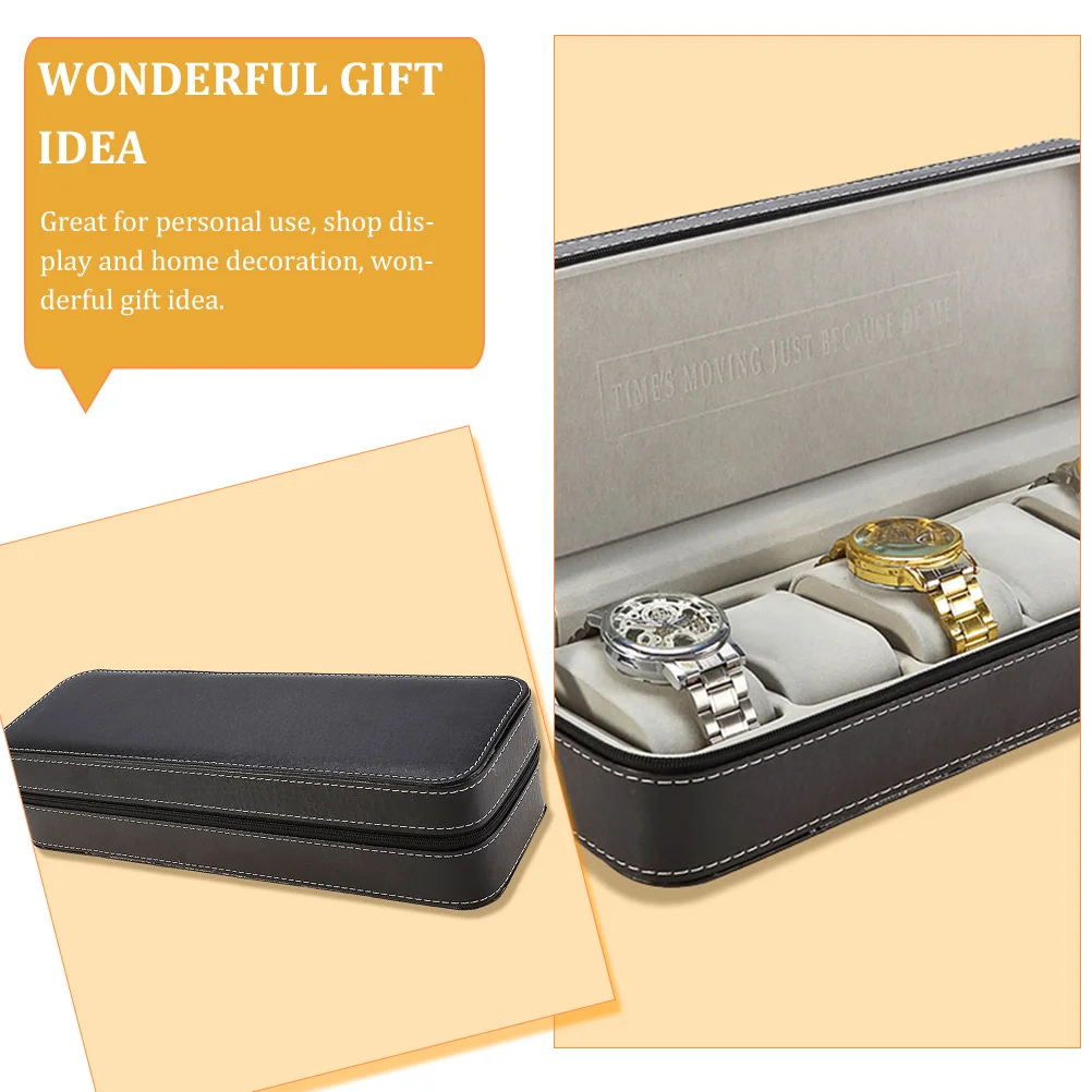 

6 Slots Storage Box Household Watch ganizer Decorative Case ganizer Holder Jewelry Black Container Portable Travel Outdoor