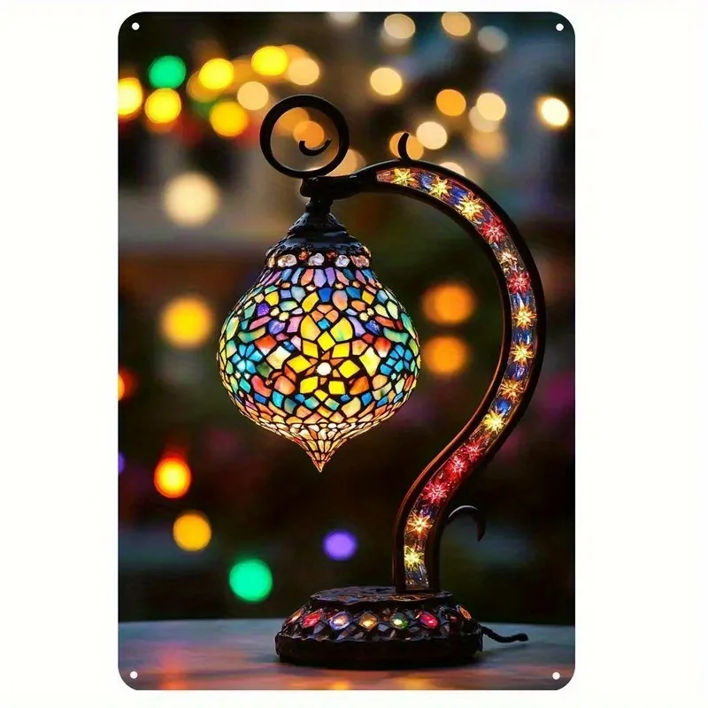 

Not a real lamp Table lamp Set on top of a wooden desk it adds vintage charm to any room- Friends and Family Gift Perfect