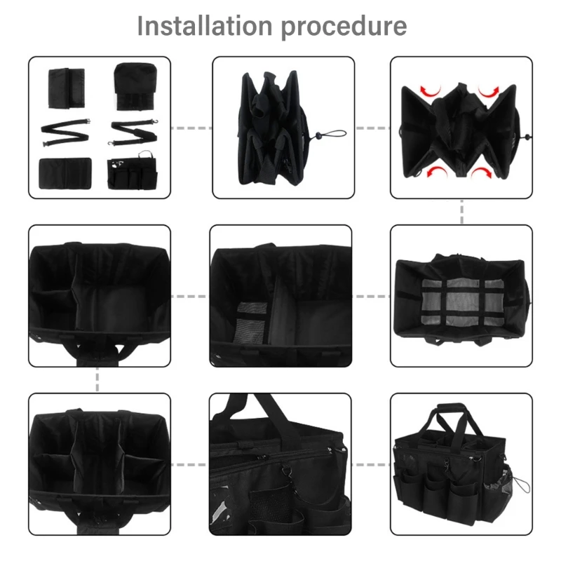 Cleaning Supply Storage Utility Organizers With Compartments, Detailing Bag Adjustable Shoulder Strap For Home Auto Care