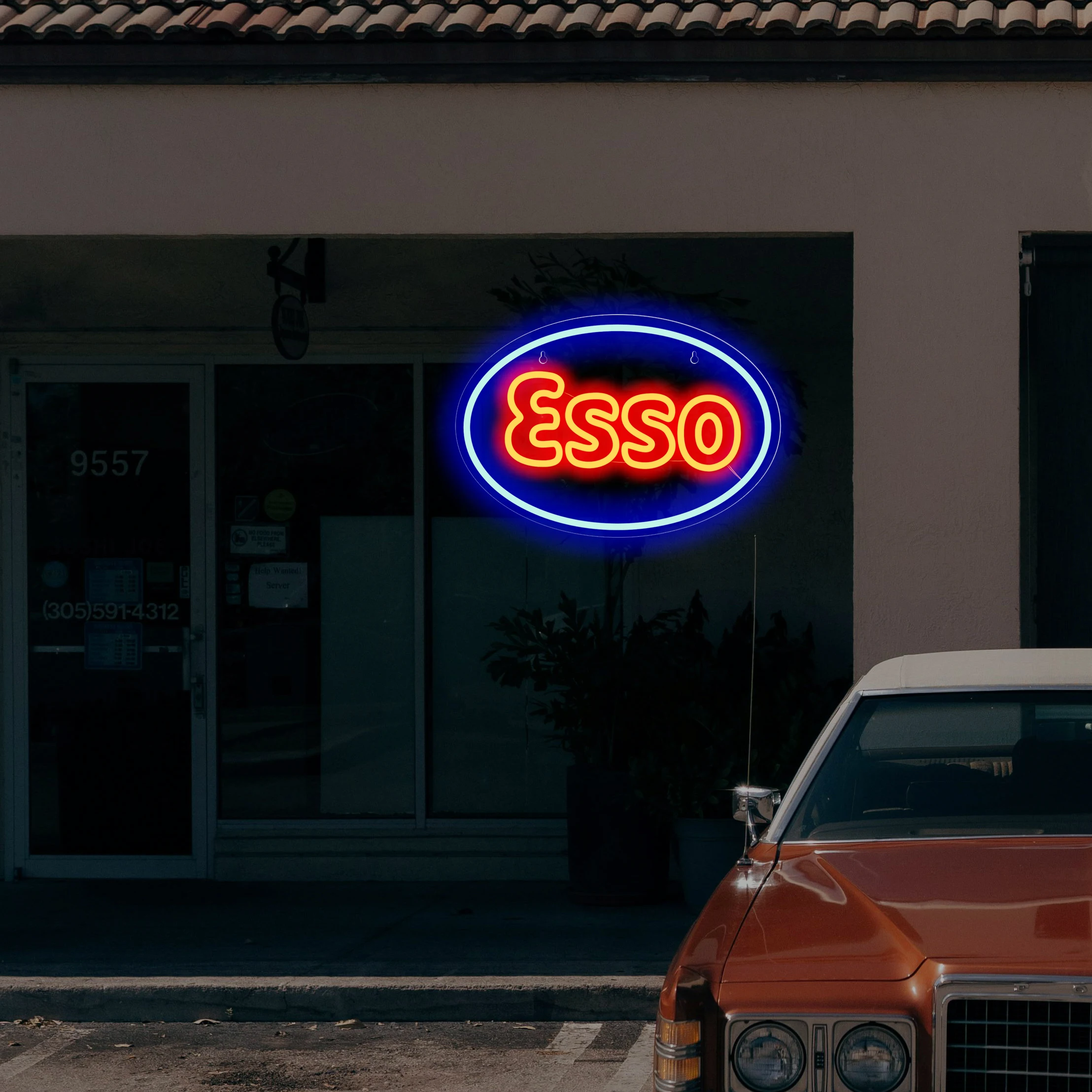 1 Piece of Esso Garage LED Neon Light Decoration Sign, Used for Garage Wall Lubrication, Oil Store, Gas Station Display Lighting view 4