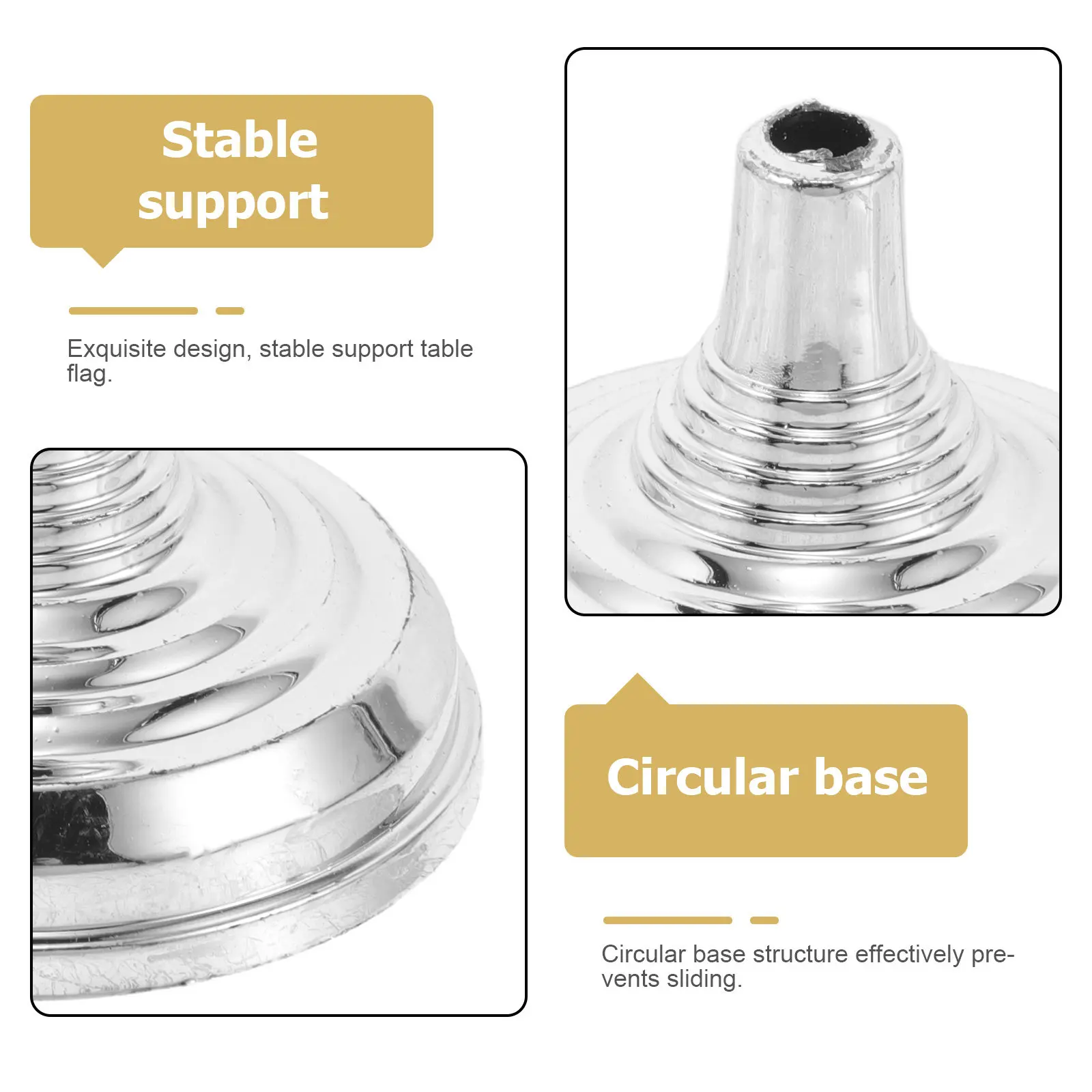 12Pcs Silver Mini Desk Flag Stand Base Compact Stable Round Table Flag Holder for Office Classroom Meeting Conference view 6
