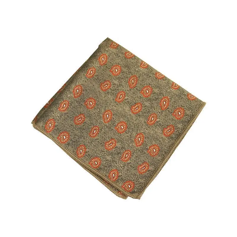 Pochette carrée marron pour homme, mouchoir en polyester, mouchoir à fleurs cachemire, robe formelle, écharpes à pois rouges marine, mouchoir imbibé, nouveau document, 23cm