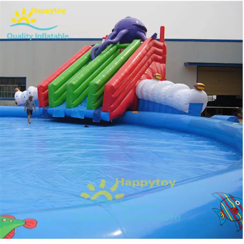 Corrediça de água inflável da piscina do polvo do parque de diversões comercial