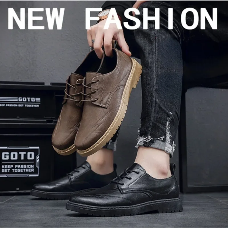 Business Men's Formal Shoes Fashion Men's Casual Shoes Comfortable Wear-resistant Male Platform Shoes 2024 New Social Shoe Male