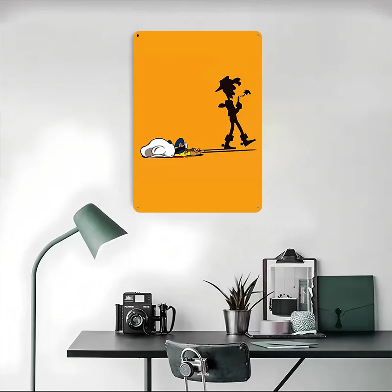 ملصق معدني مطبوع عليه Lucky Luke Shadow Comics لتزيين غرفة الألعاب، علامات قصدير معدنية قابلة للتخصيص لتزيين جدران الفن #4