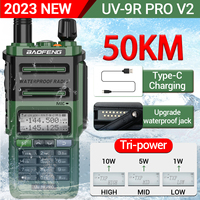 Baofeng UV-9R Pro V2 IP68 Waterproof Type-C Long Range 50KM Walkie Talkie Upgrade Tri-power Ham CB Radio Dual Band Two Way Radio