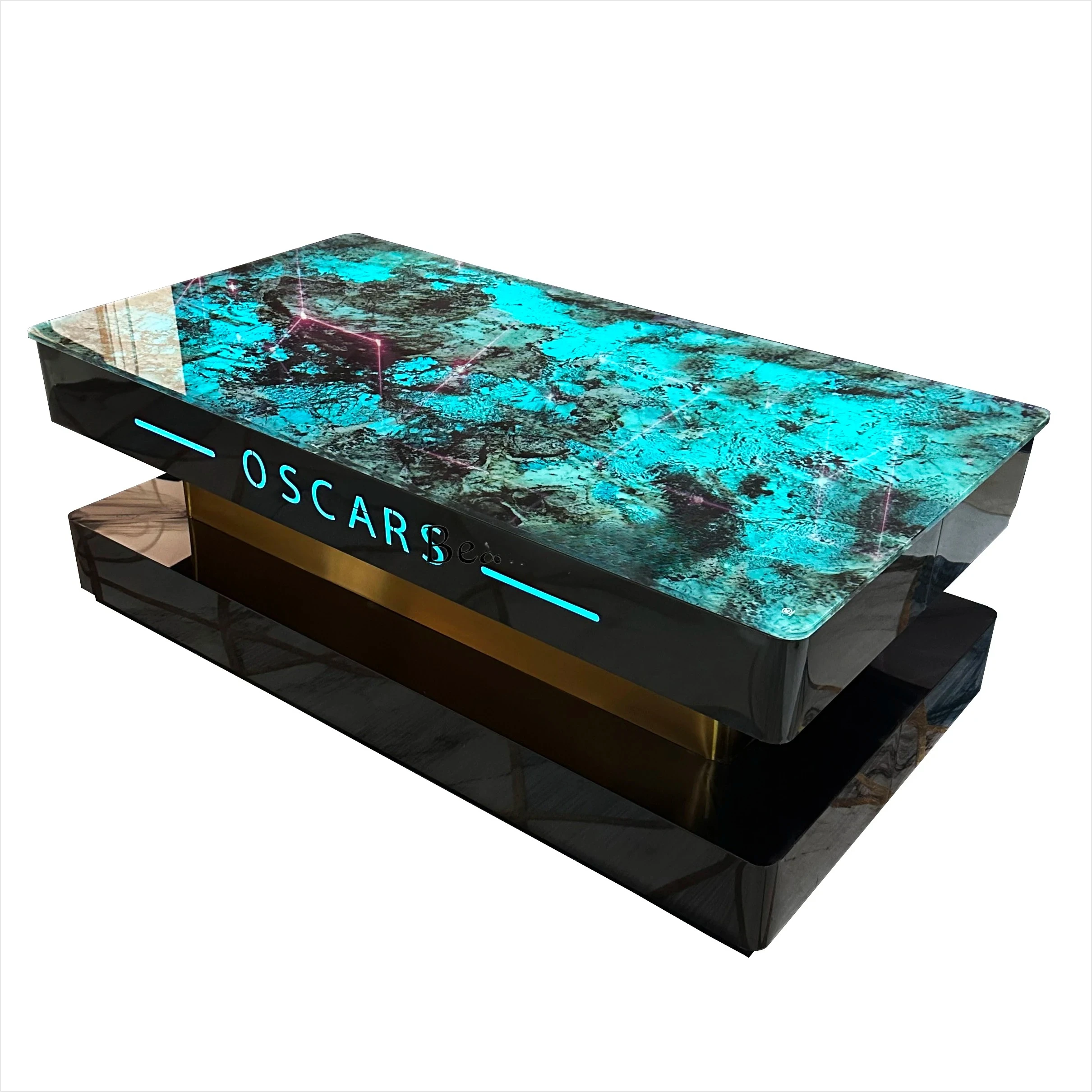 

Журнальный столик KTV, светящийся электрический, роскошный, каменный, специальный бар, закаленное стекло, мрамор, каменная плита, чайный столик из нержавеющей стали